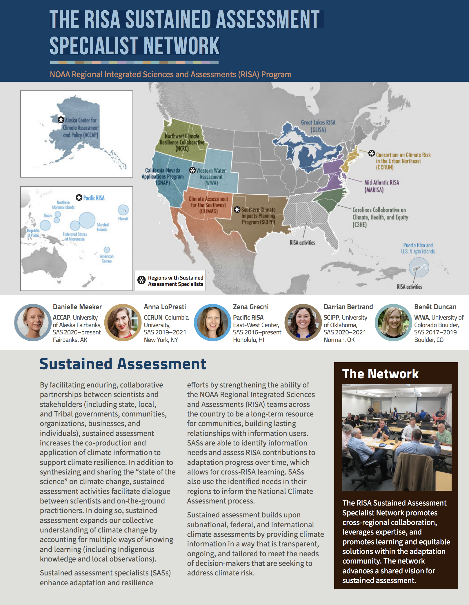 The RISA Sustained Assessment Specialist Network Reference Sheet - SCIPP