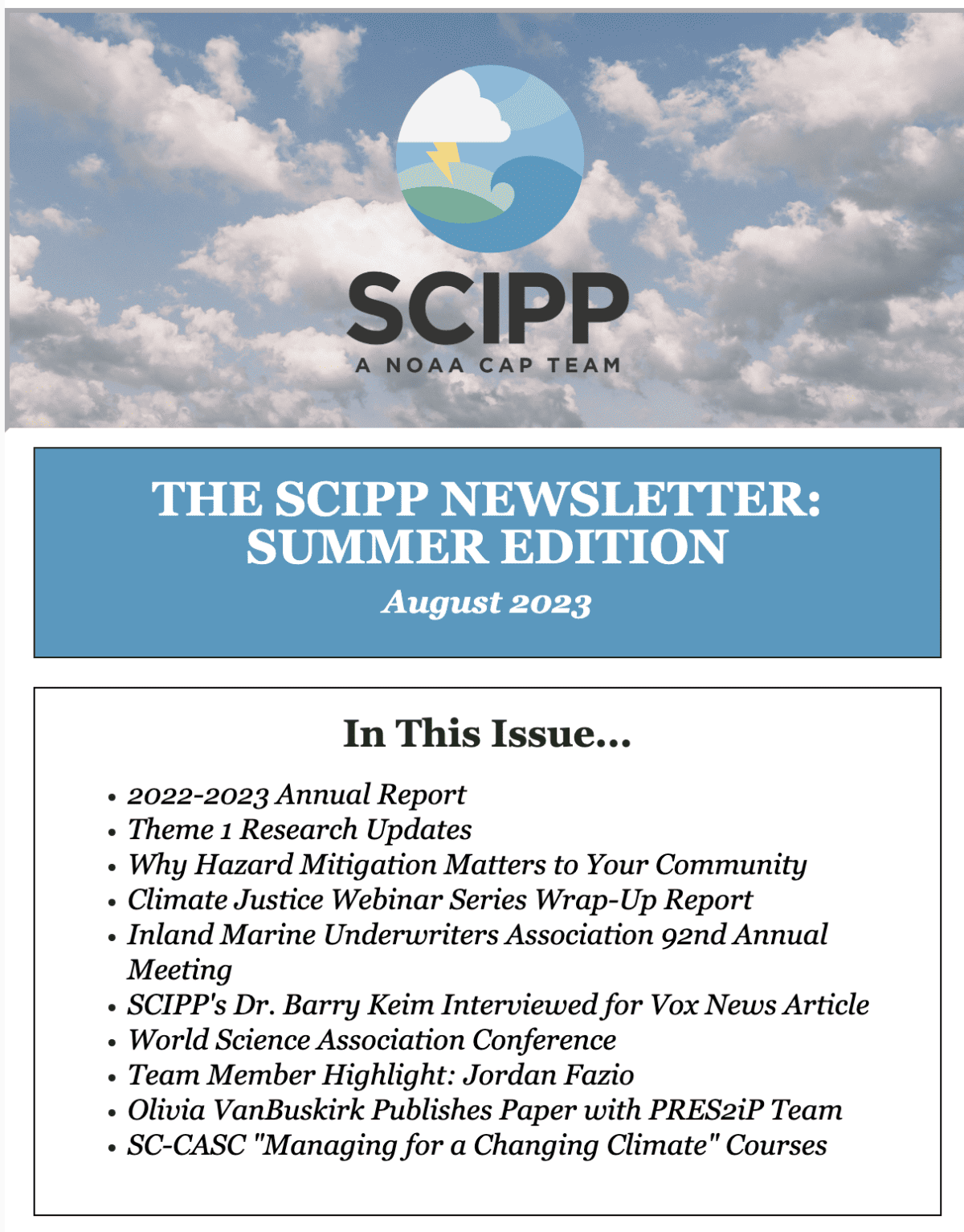 Summer 2023 Newsletter Cover